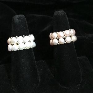 Fresh water pearl sterling silver stretch ring